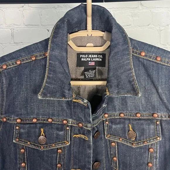 Vintage Polo Jeans Co. Ralph Lauren Studded Blue Jean Jacket & Jeans Set - Picture 3 of 7
